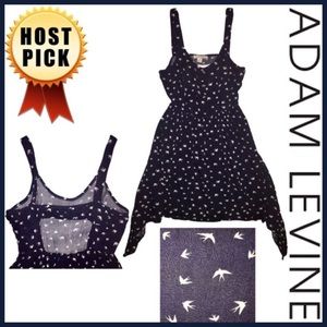 Sundress w/ Birds Cut Out Sleeveless Asymmetrical Navy Adam Levine, Junior Large